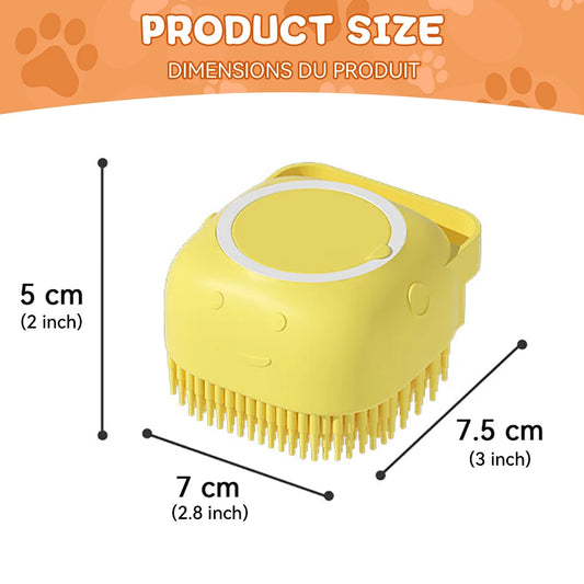 Furvio™Dog Bathing Brush Pet Massage Brush Shampoo Dispenser Soft Silicone Brush Rubber Bristle for Dogs and Cats Shower Grooming Tool