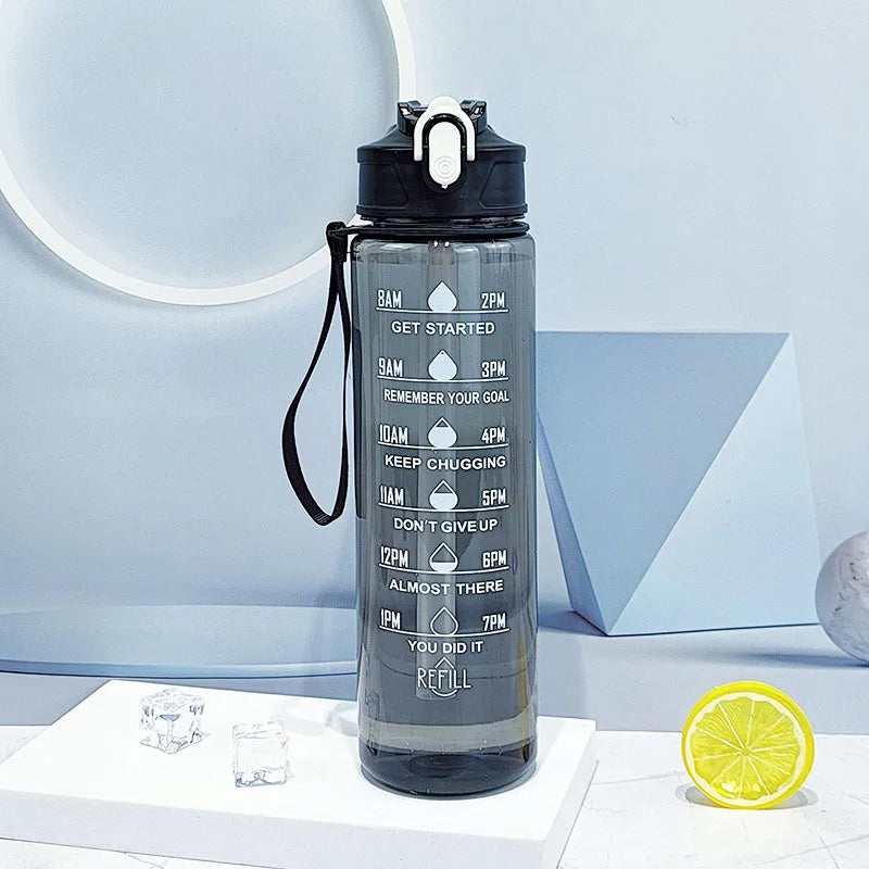 Furvio™Sports Water Bottle with Time-Tracking Straw Leak Proof Locking Flip Cover for Easy Carry Ideal for Outdoor Adventures