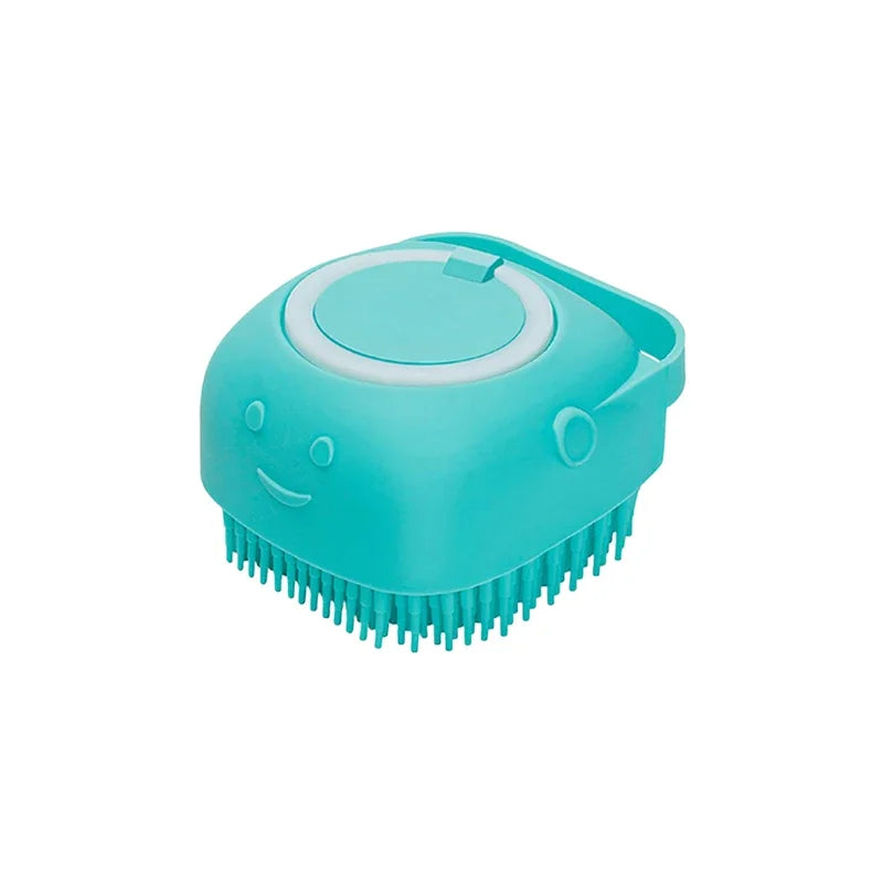 Furvio™Dog Bathing Brush Pet Massage Brush Shampoo Dispenser Soft Silicone Brush Rubber Bristle for Dogs and Cats Shower Grooming Tool