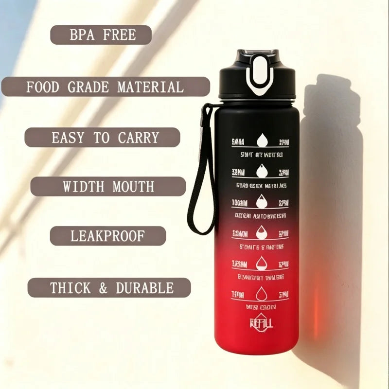 Furvio™Sports Water Bottle with Time-Tracking Straw Leak Proof Locking Flip Cover for Easy Carry Ideal for Outdoor Adventures