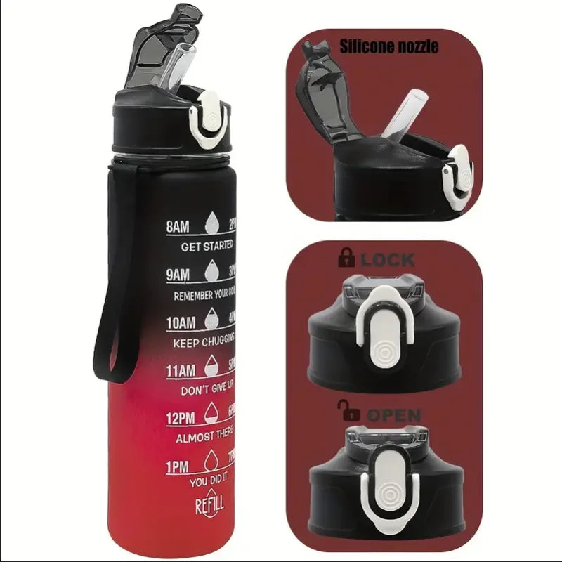 Furvio™Sports Water Bottle with Time-Tracking Straw Leak Proof Locking Flip Cover for Easy Carry Ideal for Outdoor Adventures