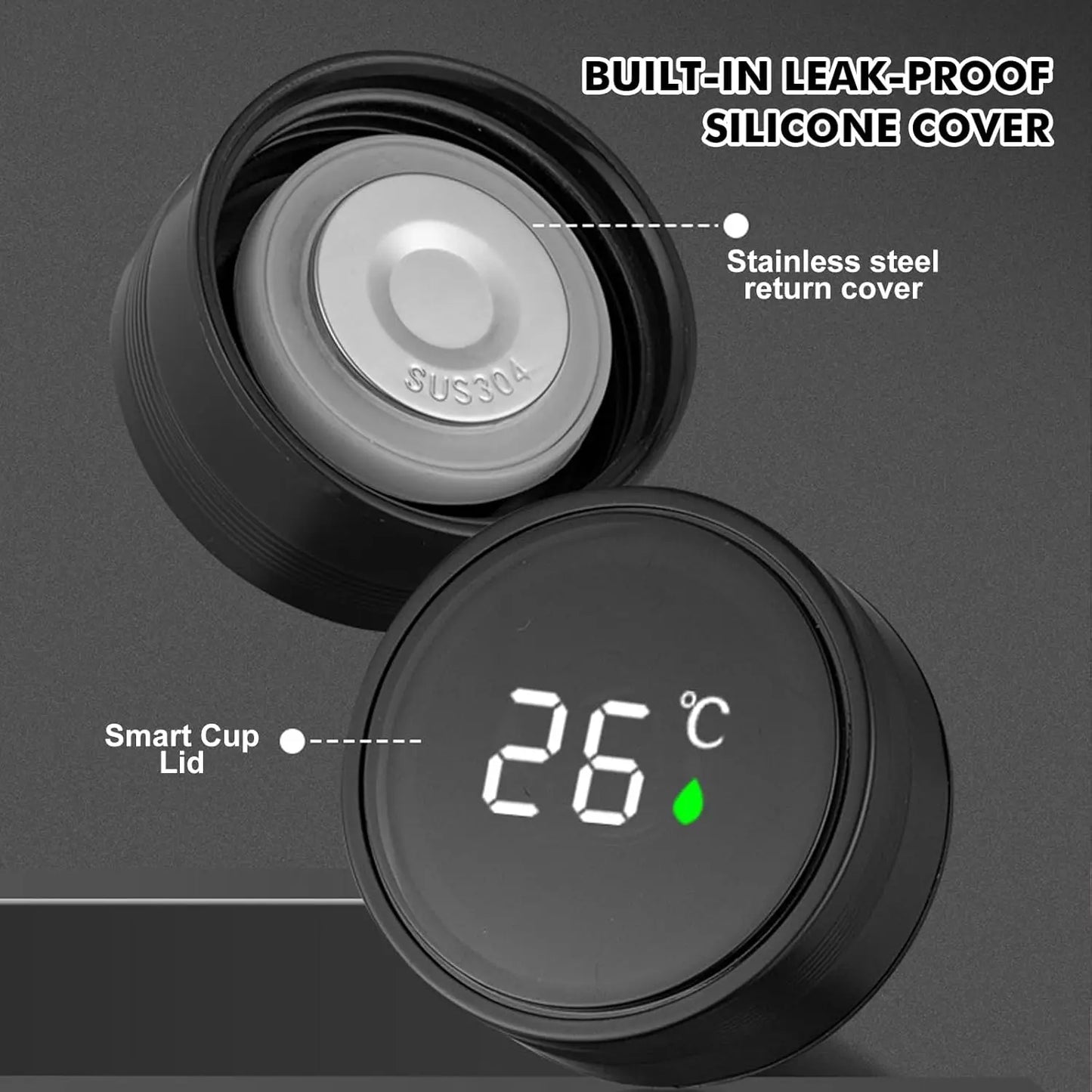 Furvio™500ML Intelligent Temperature Display Thermos Bottle Vacuum Flask 304 Stainless Steel Sports Water Cup Car Insulated Cup