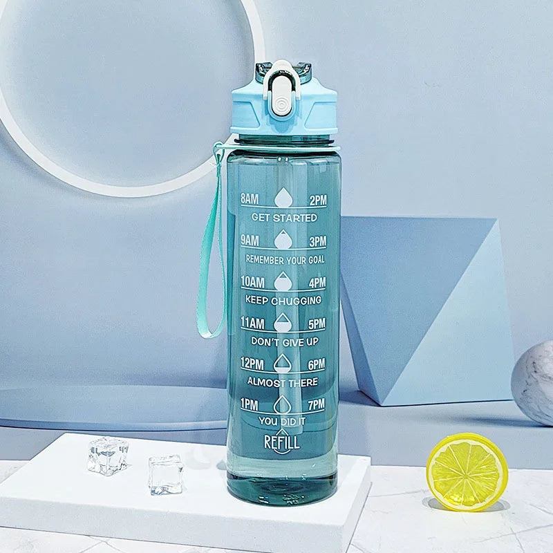 Furvio™Sports Water Bottle with Time-Tracking Straw Leak Proof Locking Flip Cover for Easy Carry Ideal for Outdoor Adventures