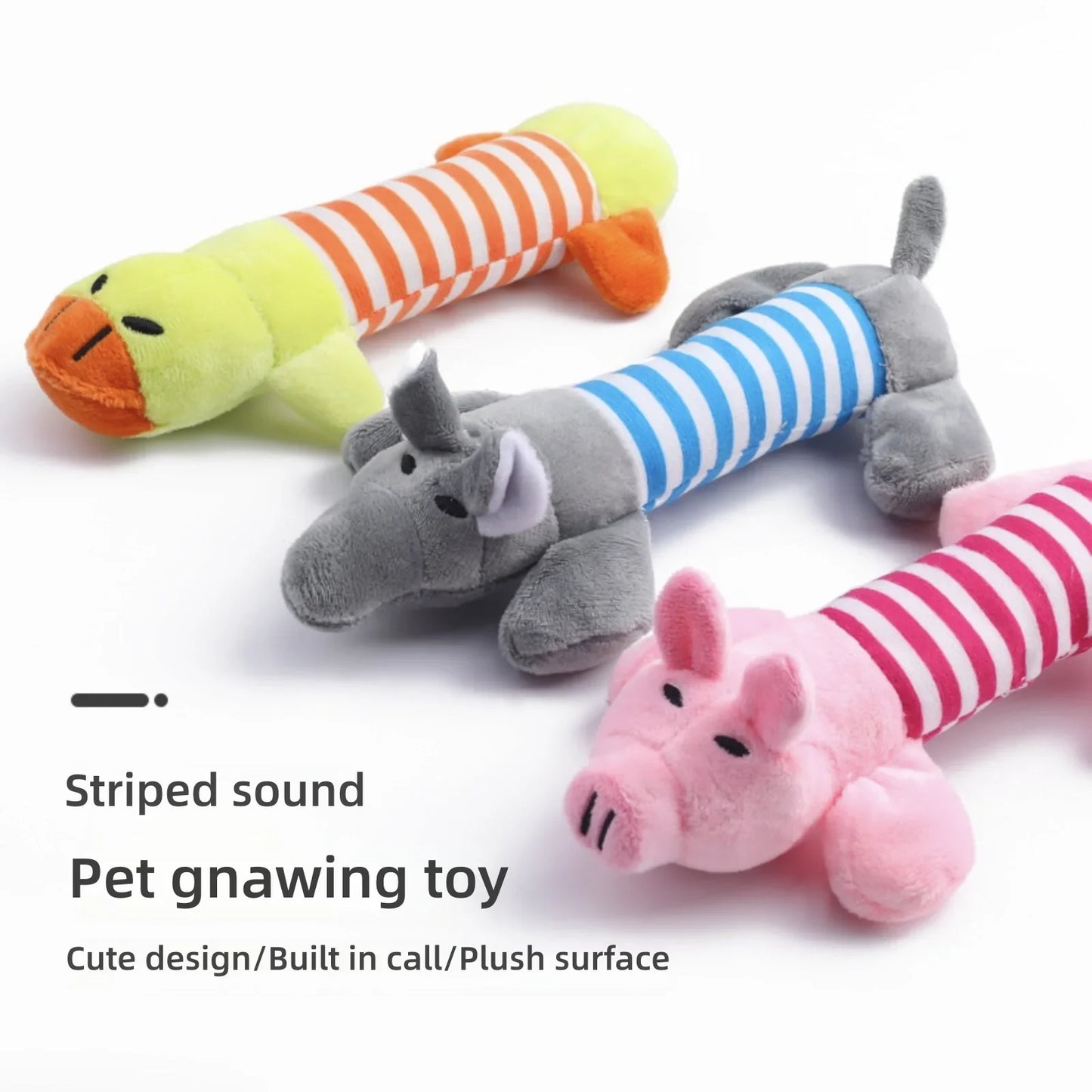 Furvio™ Pet Dogs, Cats, Plush Cartoon Embroidery, Bite Resistant and Stress Relieving, Ducks, Pigs, Elephants, Cute Vocalizations Toys