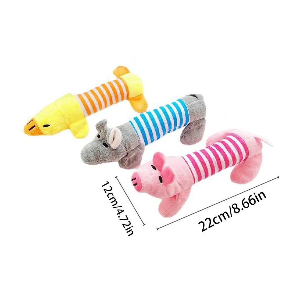 Furvio™ Pet Dogs, Cats, Plush Cartoon Embroidery, Bite Resistant and Stress Relieving, Ducks, Pigs, Elephants, Cute Vocalizations Toys