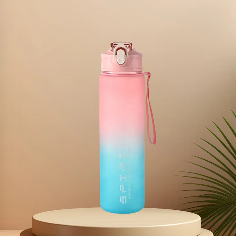 Furvio™Sports Water Bottle with Time-Tracking Straw Leak Proof Locking Flip Cover for Easy Carry Ideal for Outdoor Adventures