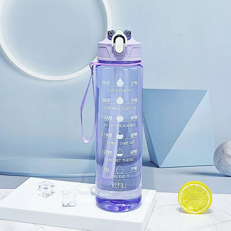 Furvio™Sports Water Bottle with Time-Tracking Straw Leak Proof Locking Flip Cover for Easy Carry Ideal for Outdoor Adventures