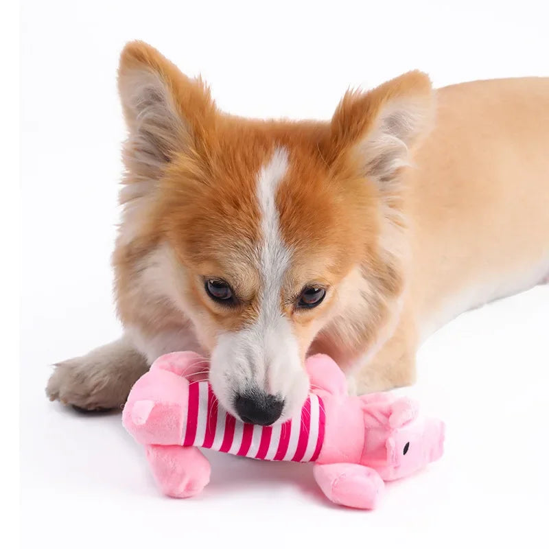 Furvio™ Pet Dogs, Cats, Plush Cartoon Embroidery, Bite Resistant and Stress Relieving, Ducks, Pigs, Elephants, Cute Vocalizations Toys