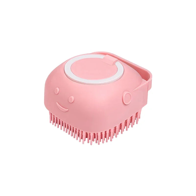 Furvio™Dog Bathing Brush Pet Massage Brush Shampoo Dispenser Soft Silicone Brush Rubber Bristle for Dogs and Cats Shower Grooming Tool