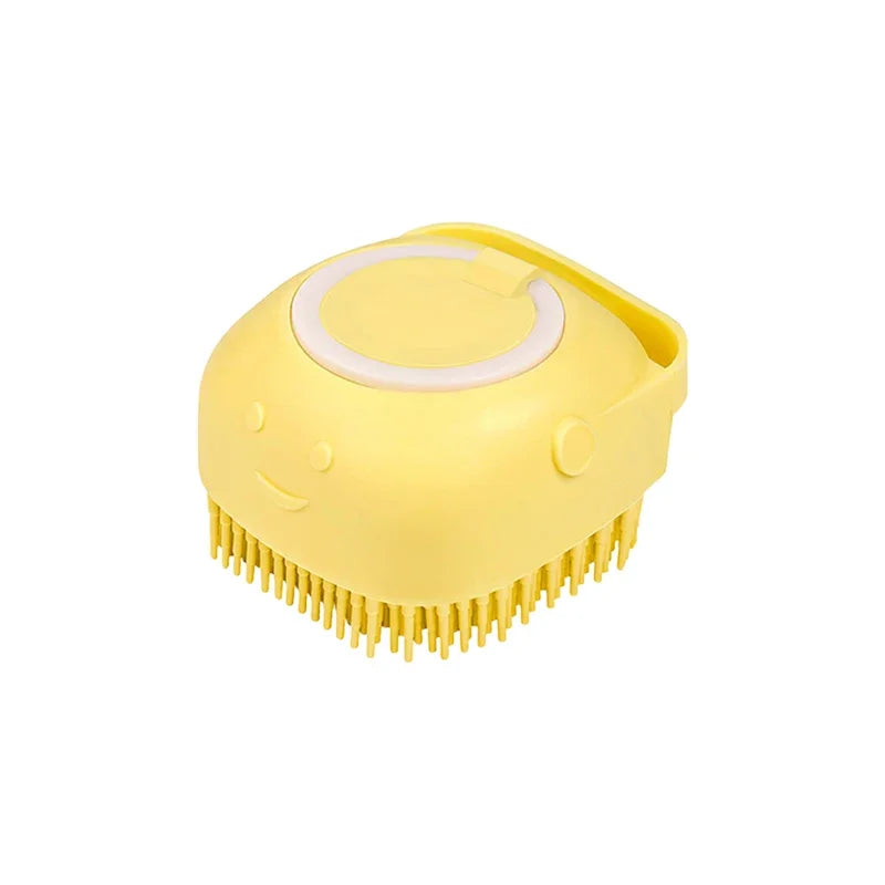 Furvio™Dog Bathing Brush Pet Massage Brush Shampoo Dispenser Soft Silicone Brush Rubber Bristle for Dogs and Cats Shower Grooming Tool
