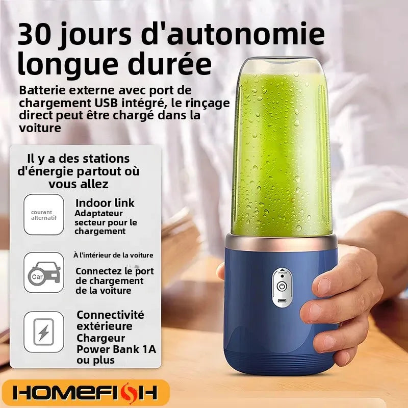 Furvio™Portable Blender Bottle Electric 6 Blades Multifunction Juice Blender Fresh Juice Smoothie Blender Ice CrushCup Food Processor