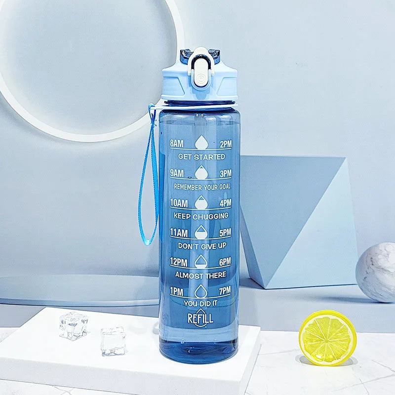 Furvio™Sports Water Bottle with Time-Tracking Straw Leak Proof Locking Flip Cover for Easy Carry Ideal for Outdoor Adventures