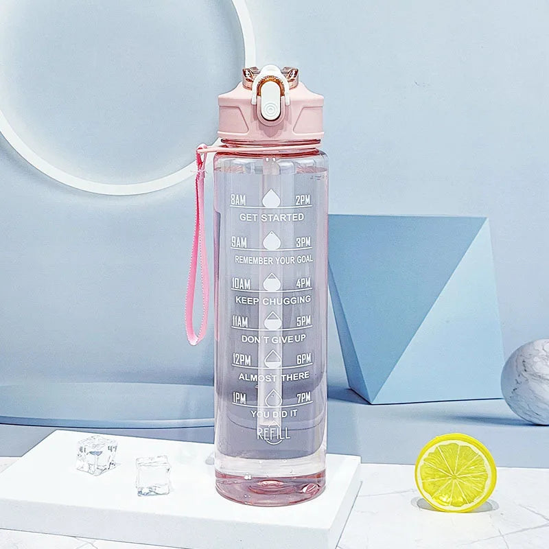 Furvio™Sports Water Bottle with Time-Tracking Straw Leak Proof Locking Flip Cover for Easy Carry Ideal for Outdoor Adventures