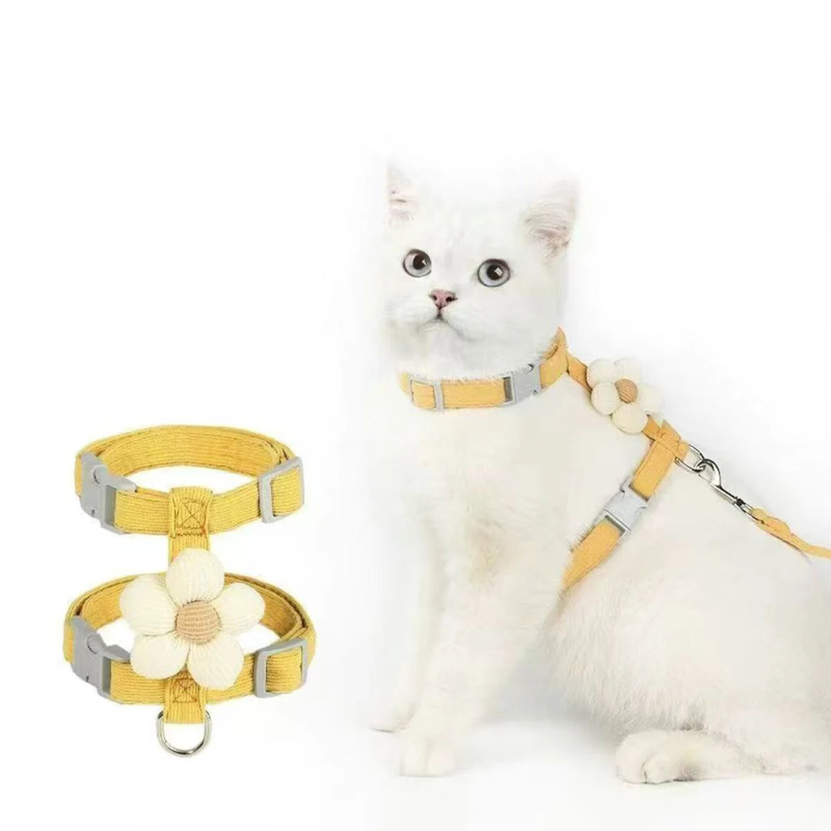 Furvio™ Cat Harness and Leash Sets Adjustable Dog Harness for Small Dog Leash Breashable Pet Harness Out Walking Dog Strap Cat Accessory